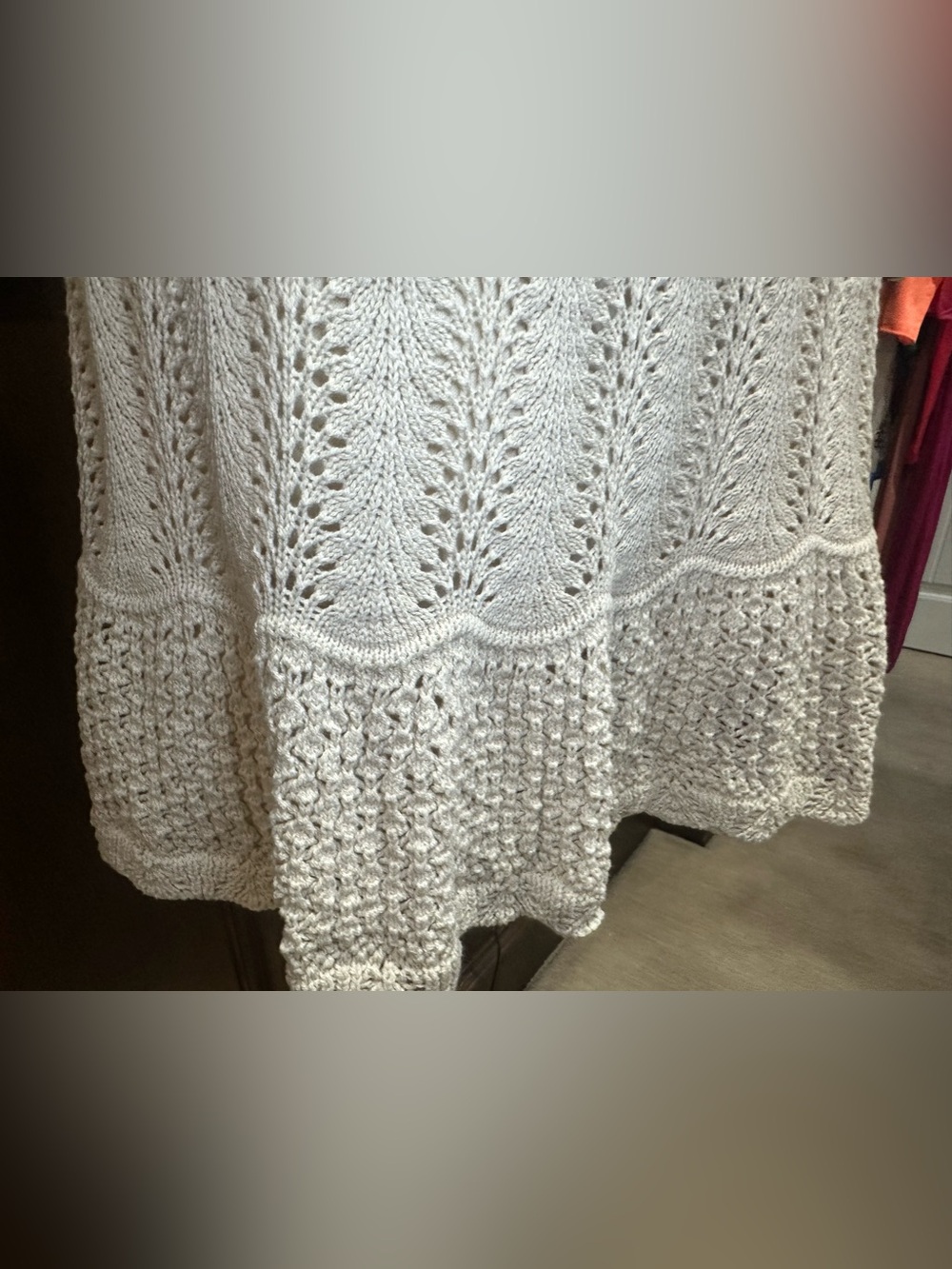 NWT SIZE L Hem & Thread Ivory Knit Midi Skirt with Textured Flounce - Picture 2 of 10